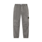 Stone Island 3100036 Stretch Organic Broken Twill Cotton Old Effect Loose Fit Jogger Trousers with Snap and Zip Pockets Cement - 25FW