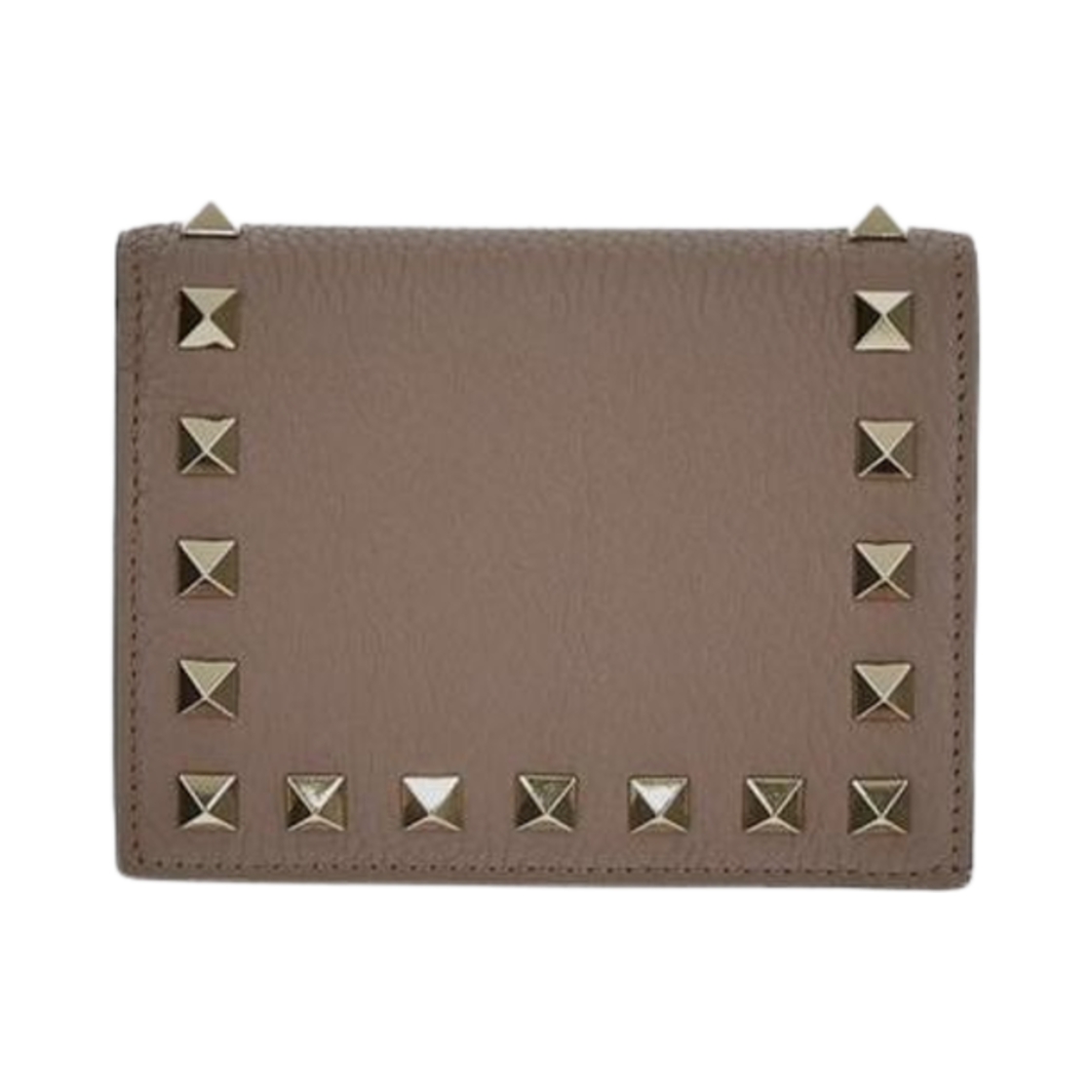 P0P39VSHP45 Valentino Small Rockstud Grainy Calfskin Wallet Poudre