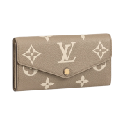 Louis Vuitton Sarah Wallet Bicolor Monogram Empreinte Tourterelle Grey Cream