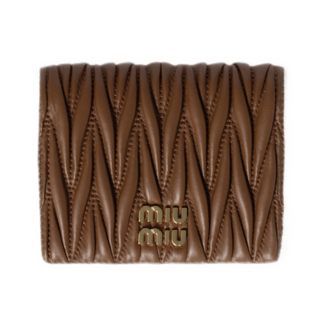 미우 미우 스몰 마테라쎄 나파 레더 월렛 꼬냑 화이트(Miu Miu Small Matelasse Nappa Leather Wallet Cognac White)