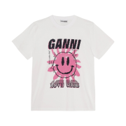 (W) Ganni Love Club T-Shirt Bright White Pink