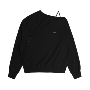 OJOS Twisted Button-Up Sweatshirt Black