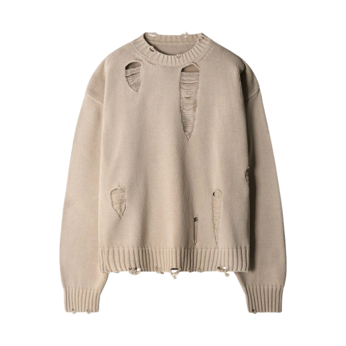 이티씨이 디스트로이드 워시드 니트 베이지