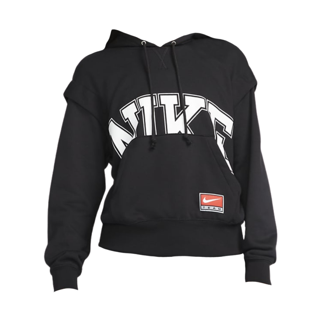(W) 나이키 NSW 팀 나이키 플리스 후드 블랙 - 아시아((W) Nike NSW Team Nike Fleece Hoodie Black - Asia) - 1