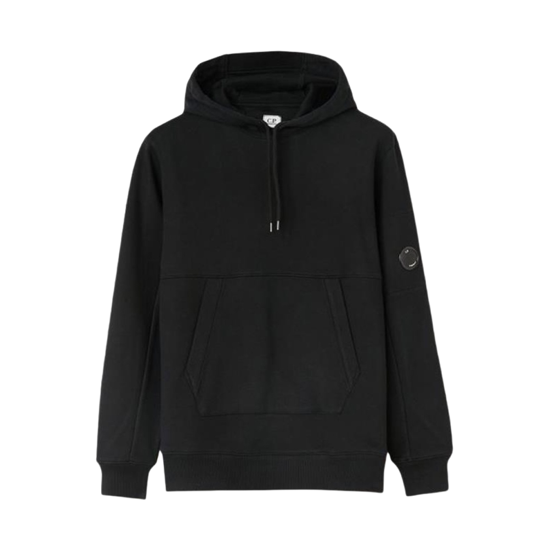 10CMSS047A005086W999 C.P. Company Diagonal Raised Fleece Garment Dyed Lens Hoodie Black - 21SS