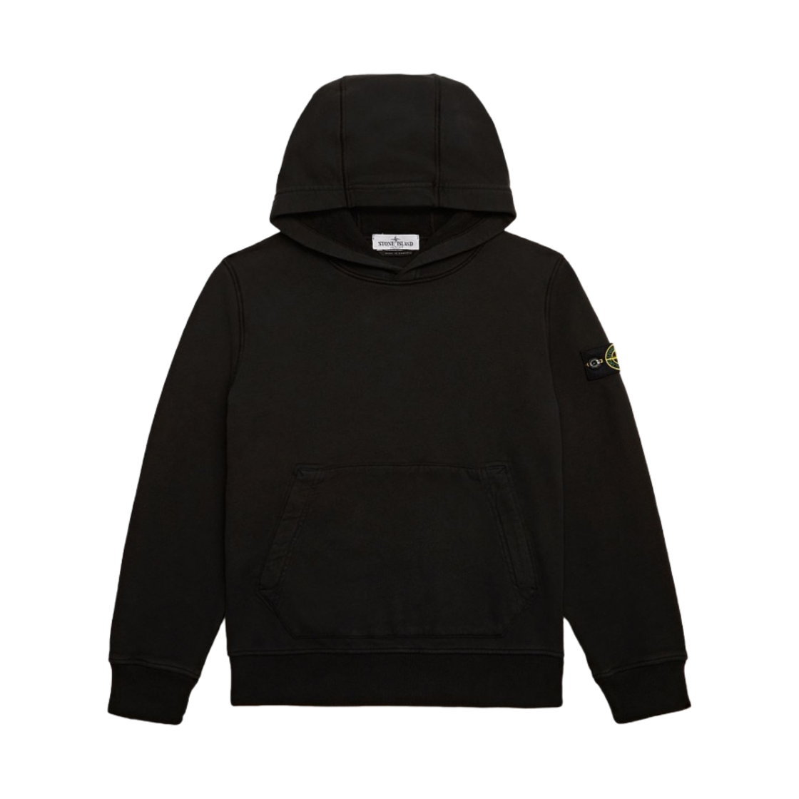 (키즈) 스톤 아일랜드 61620 가먼트 다이드 코튼 플리스 후드 스웨트셔츠 블랙 - 23FW((Kids) Stone Island 61620 Garment Dyed Cotton Fleece Hooded Sweatshirt Black - 23FW)