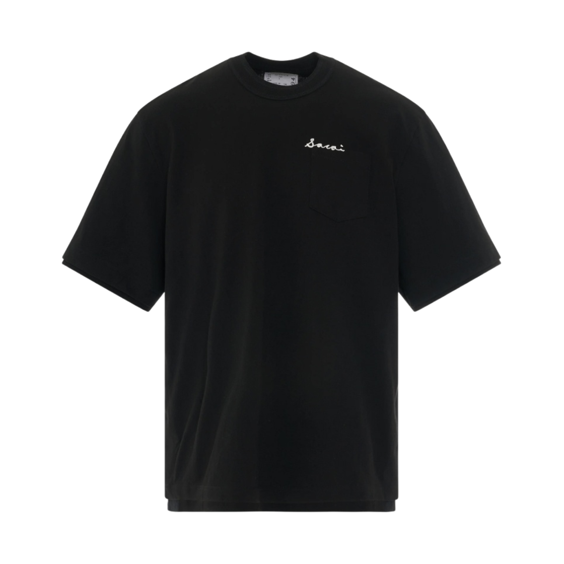 사카이 코튼 트윌 로고 자수 포켓 티셔츠 블랙(Sacai Cotton Twill Logo Embroidered Pocket T-Shirt Black) - 1