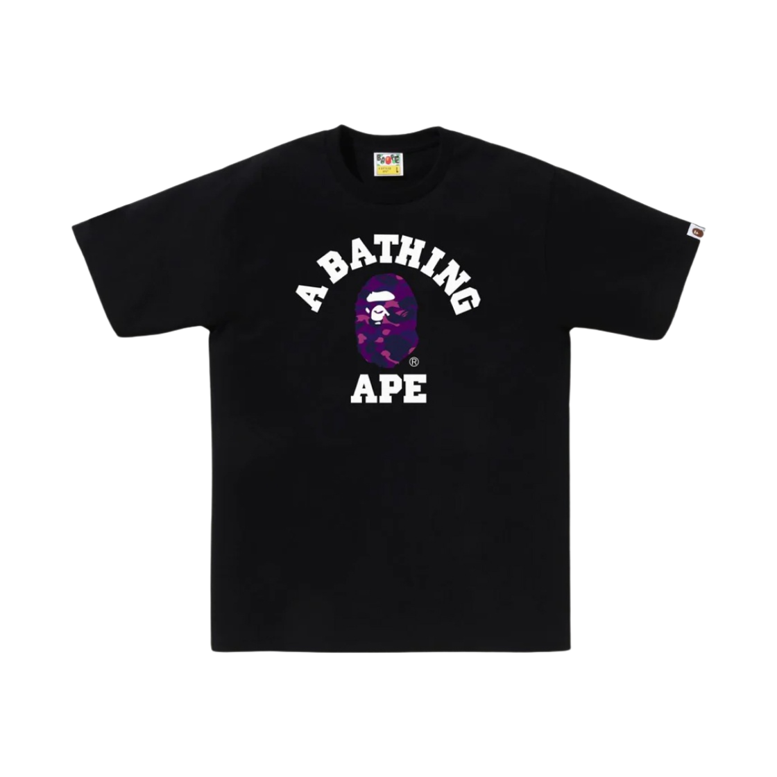 베이프 컬러 카모 컬리지 티셔츠 블랙 퍼플(BAPE Color Camo College T-Shirt Black Purple)