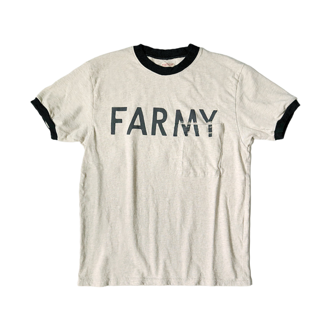캐피탈 18.5 텐지쿠 링거 포켓 티셔츠 파미 키나리(Kapital 18.5 Tenjiku Ringer Pocket T-Shirt Farmy Kinari)