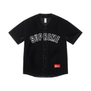 Supreme Velvet Baseball Jersey Black - 25SS