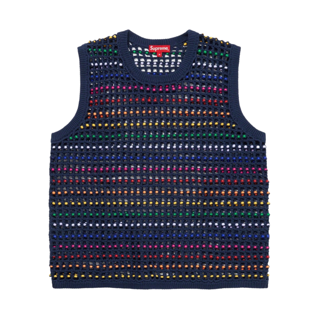슈프림 비디드 스웨터 베스트 네이비 - 23SS(Supreme Beaded Sweater Vest Navy - 23SS) - 1
