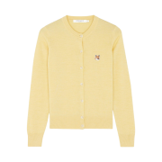 (W) Maison Kitsune Fox Head Patch Adjusted R-Neck Cardigan Soft Yellow