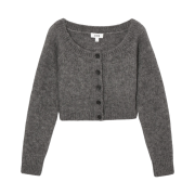 (W) COS Off-Shoulder Cropped Cardigan Dark Grey