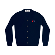 Play Comme des Garcons Double Heart Cardigan Navy