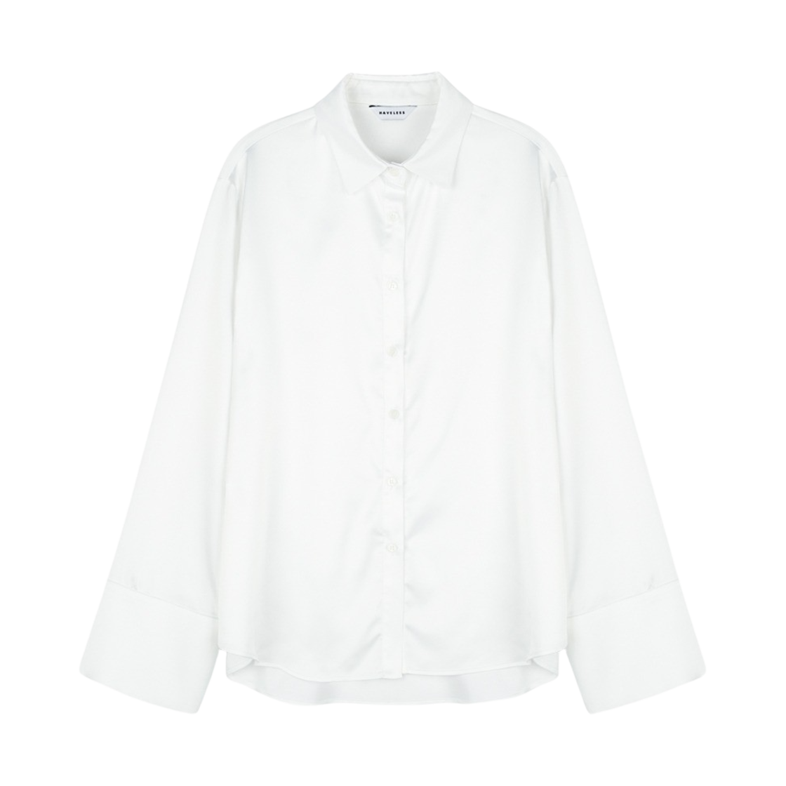 23SSOVERSHF01 Haveless Women Overcuff Silky Shirt White
