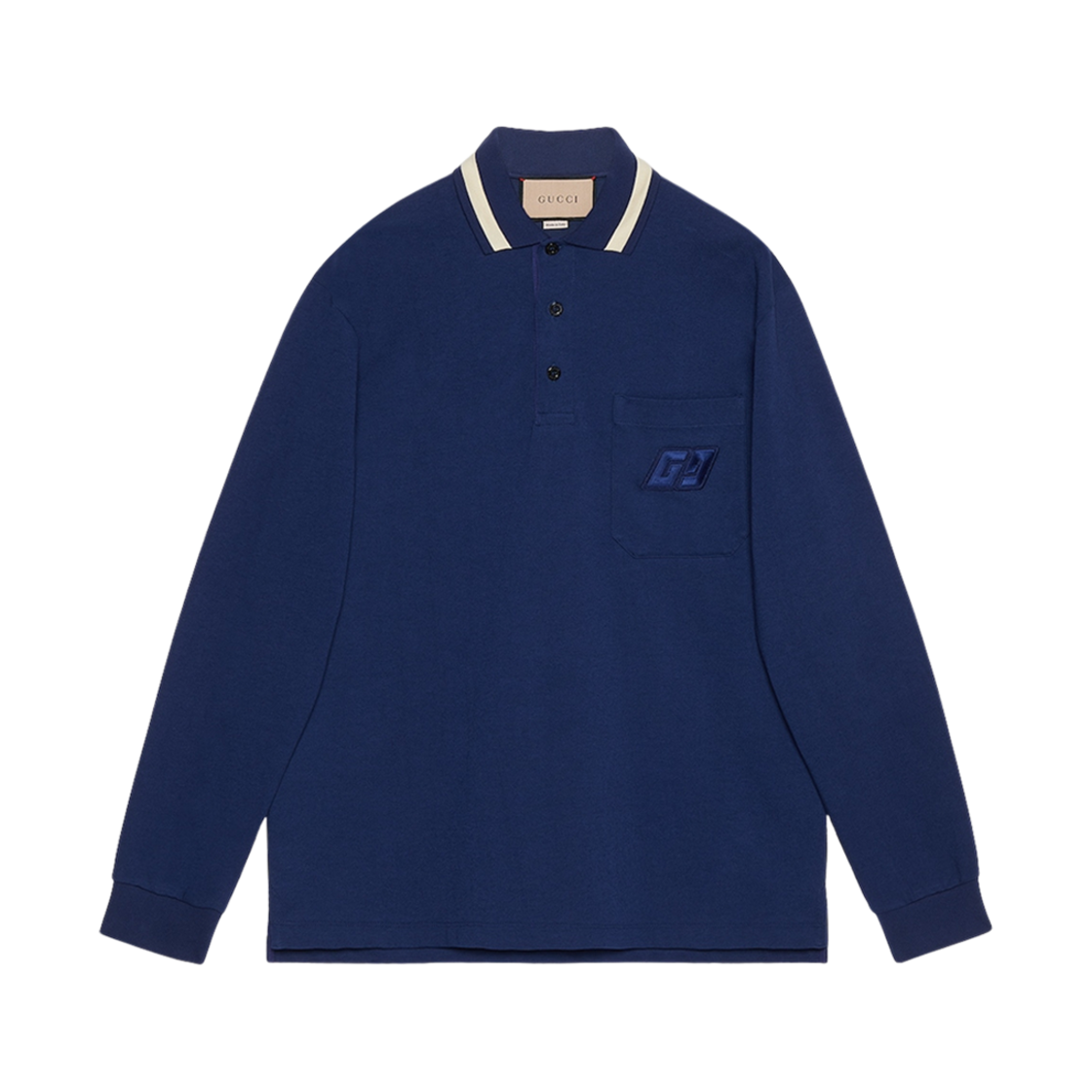 구찌 저지 폴로 셔츠 GG 패치 다크 블루(Gucci Jersey Polo Shirt with GG Patch Dark Blue)