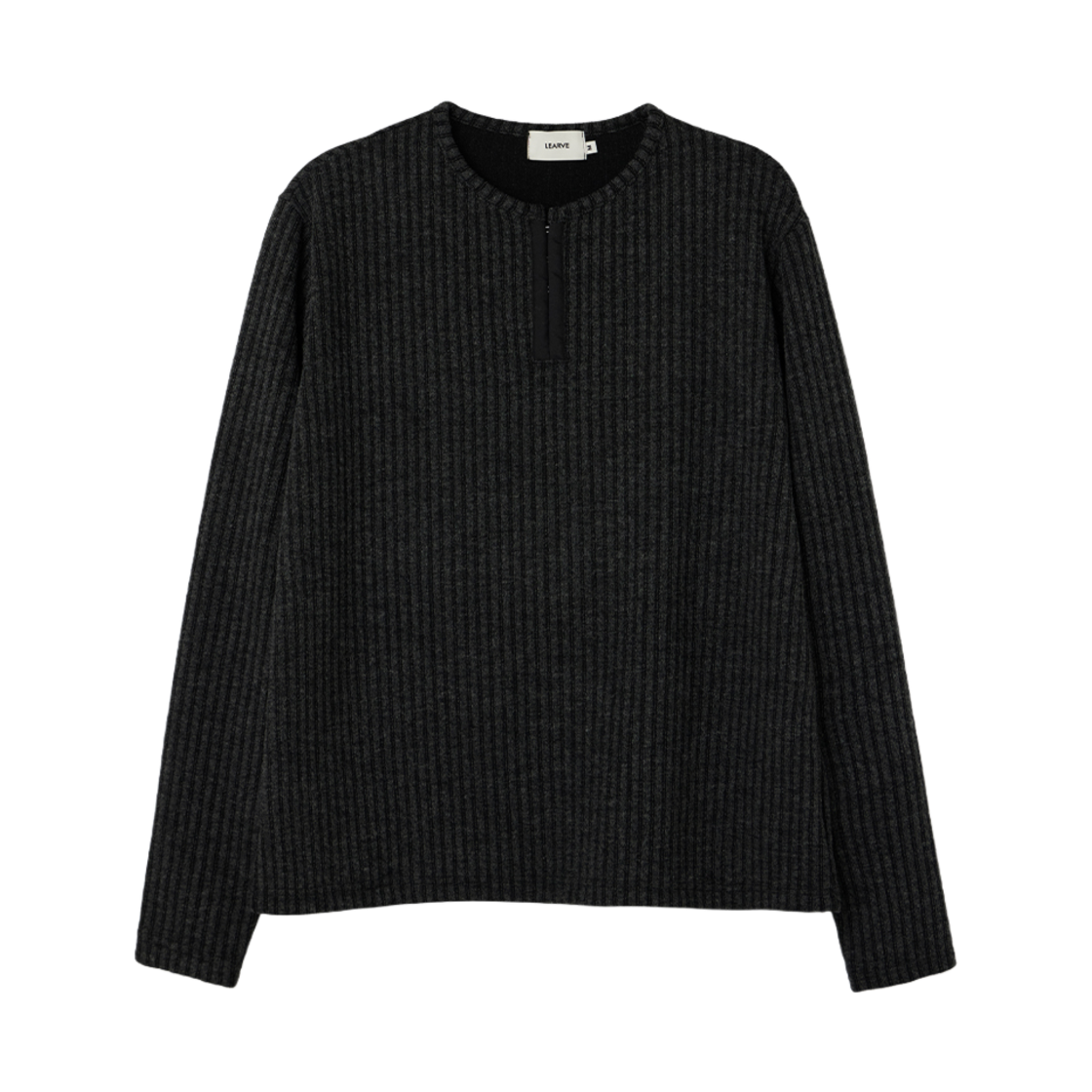 르아브 코브 후크 헨리넥 티셔츠 블랙(LEARVE Cove Hook Henley Neck T-Shirt Black)
