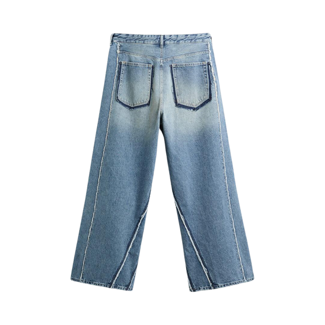 자라 프린지 배기 핏 데님 팬츠 블루(Zara Fringe Baggy Fit Denim Pants Blue) - 2