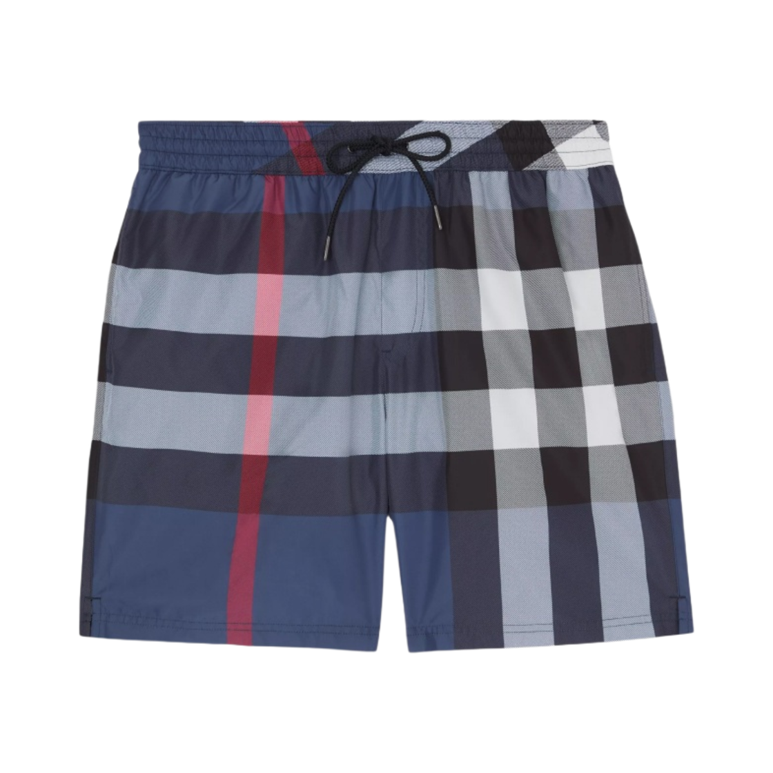 버버리 이그재저레이트 체크 드로우코드 스윔 쇼츠 카본 블루(Burberry Exaggerated Check Drawcord Swim Shorts Carbon Blue)