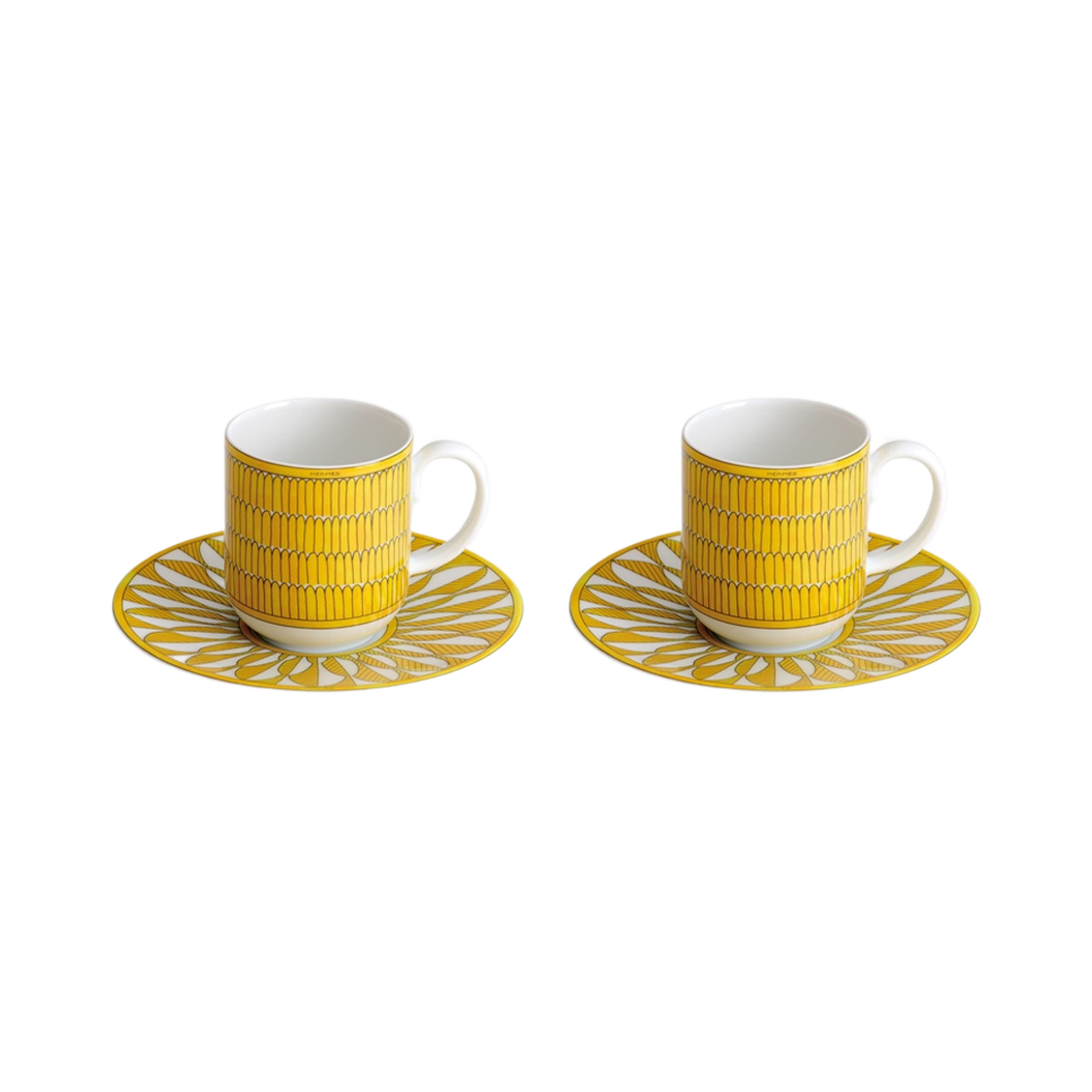 에르메스 쏠레이 데르메스 커피 컵 & 소서 옐로우 (2개 세트)(Hermes Soleil d'Hermes Coffee Cup & Saucer Yellow (Set of 2)) - 1