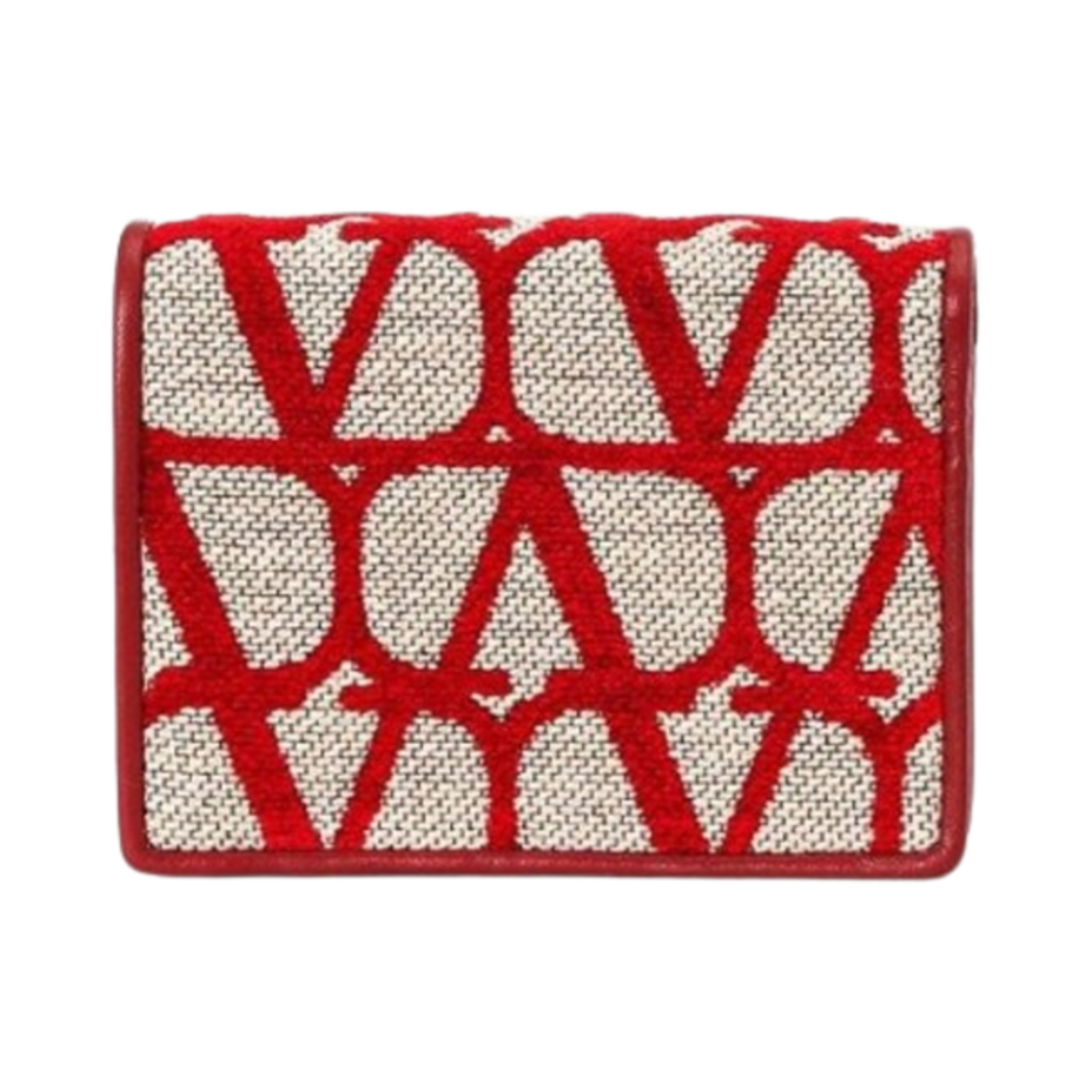 P0Y73CNNJ4A Valentino Small Toile Iconographe Wallet Beige Red