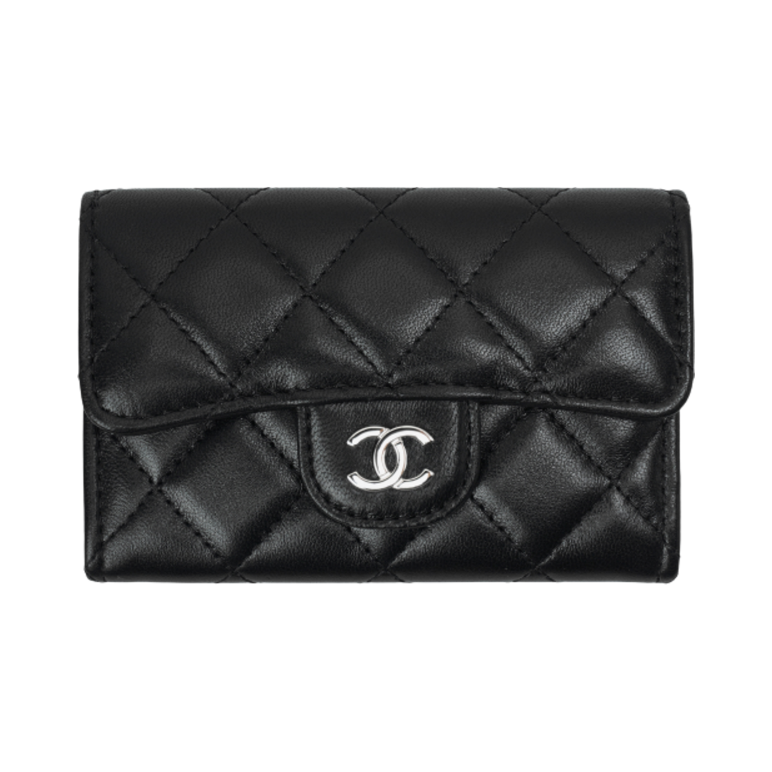 AP0214-Y01480-C3906 Chanel Classic Card Holder Lambskin & Silver Black