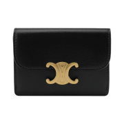 Celine Card Holder with Flap in Shiny Calfskin Black