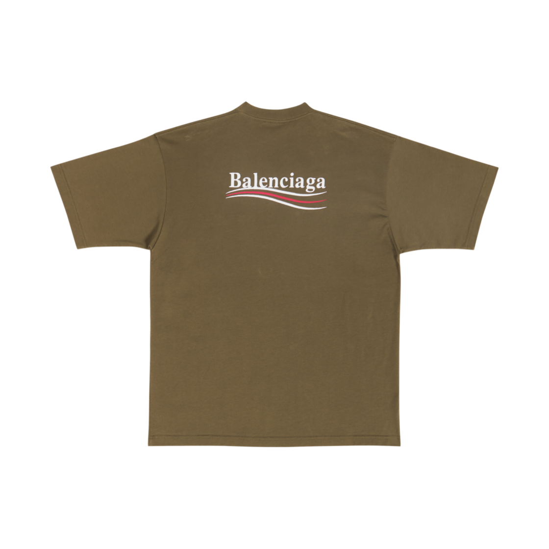 641675TKVJ12463 Balenciaga Political Campaign Large Fit T-Shirt Khaki