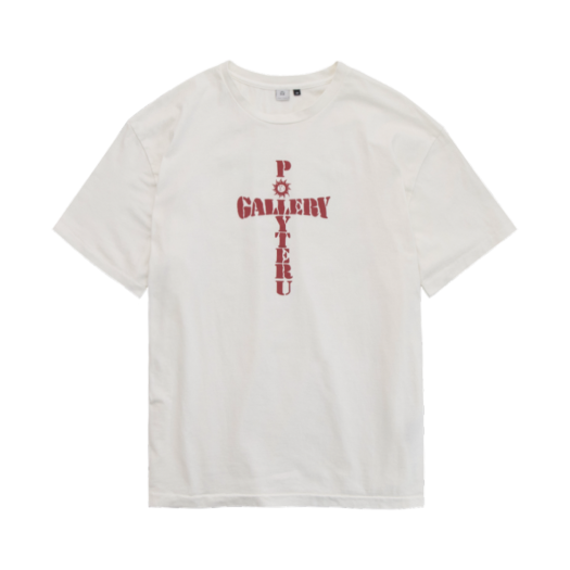 PL5OTS0402EW Polyteru 1011 1/2 Graphic T-Shirt 'Cross Tee' Washed White