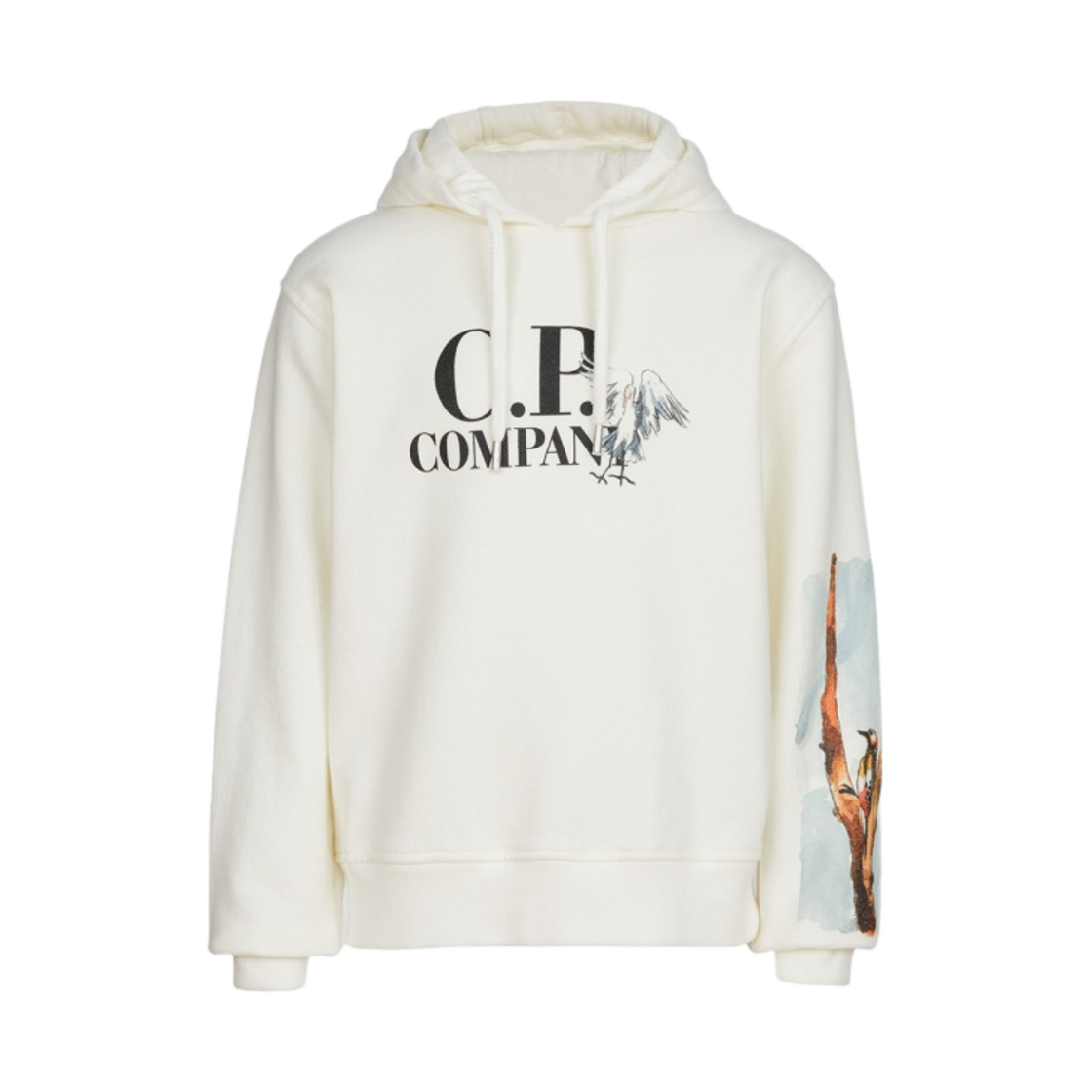 (키즈) C.P. 컴퍼니 U16 베이직 플리스 그래픽 로고 후드 거즈 화이트 - 23SS((Kids) C.P. Company U16 Basic Fleece Graphic Logo Hoodie Gauze White - 23SS) - 1