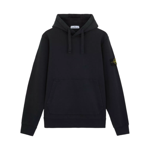 K1S1561000-45S0051-V0020 Stone Island 6100045 Organic Cotton Fleece Sweatshirt with Drawstring Hood and Pockets Navy Blue - 25SS