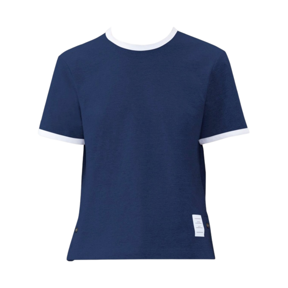 FJS075A-00042-415 (W) Thom Browne Asymmetric Hem Short-Sleeve T-Shirt Navy