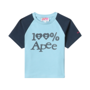 (W) BAPE Graphic Crop Raglan T-Shirt Light Blue