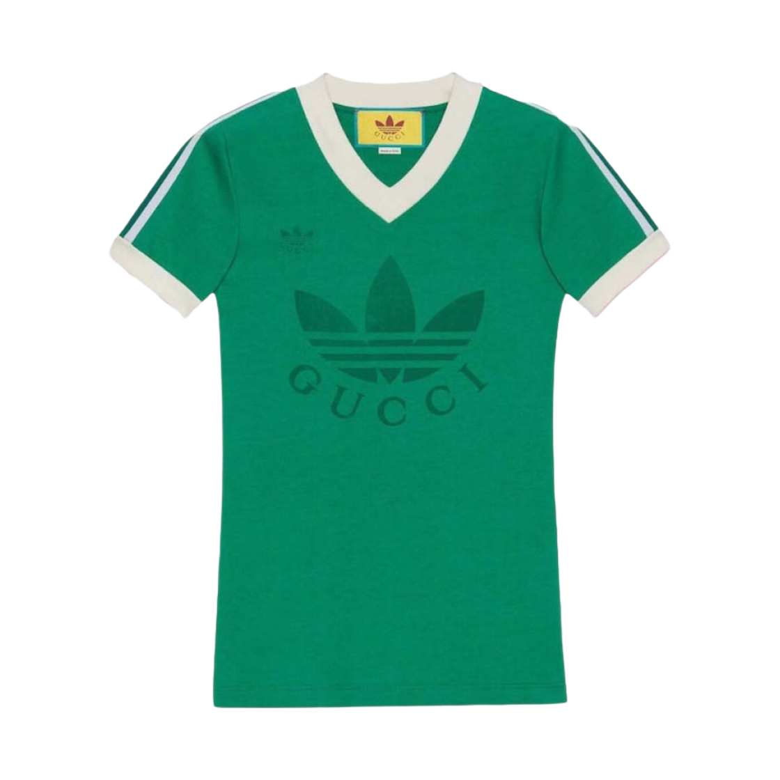 693636-XJEBZ-3816 (W) Gucci x Adidas V-Neck T-Shirt Green