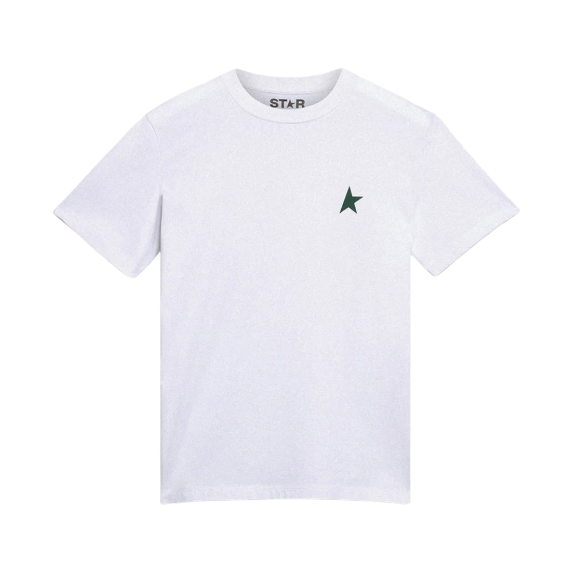 (W) 골든구스 그린 스타 티셔츠 화이트((W) Golden Goose T-Shirt with Green Star White)