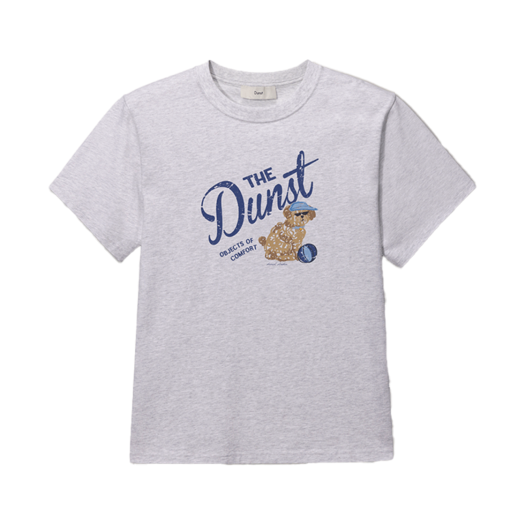 UDTS5B127G1_M_ Dunst Unisex Drawing Puppy T-Shirt Light Melange Grey