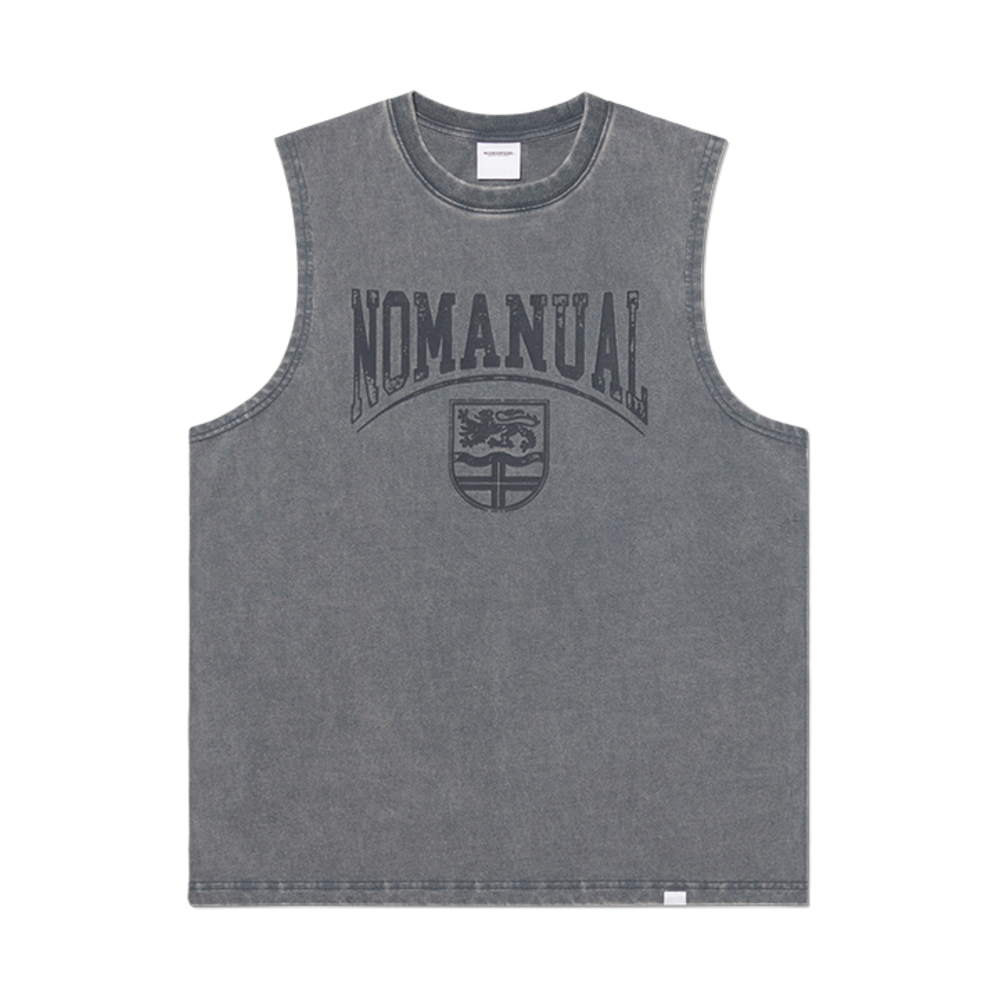 노매뉴얼 엠블럼 워시드 슬리브리스 티 워시드 그레이