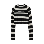 (W) Miu Miu Cashmere and Silk Turtleneck Sweater Black White