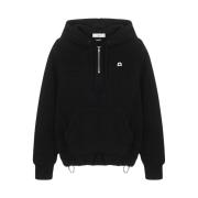 Dunst Half Zip-Up Hooded Fleece Pullover Black