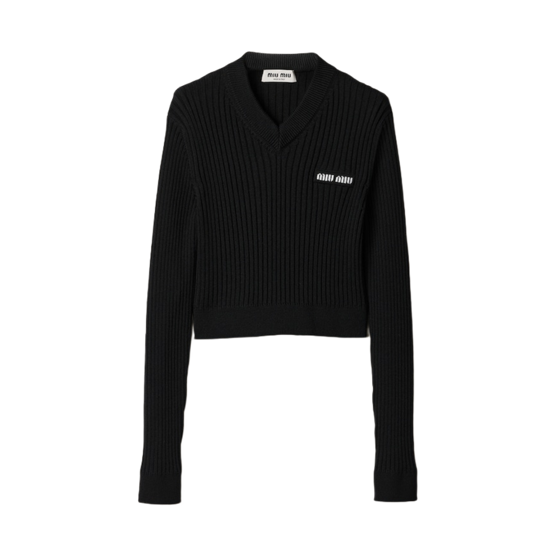 MML832-12Y8-F0002 (W) Miu Miu Cropped Wool Sweater Black
