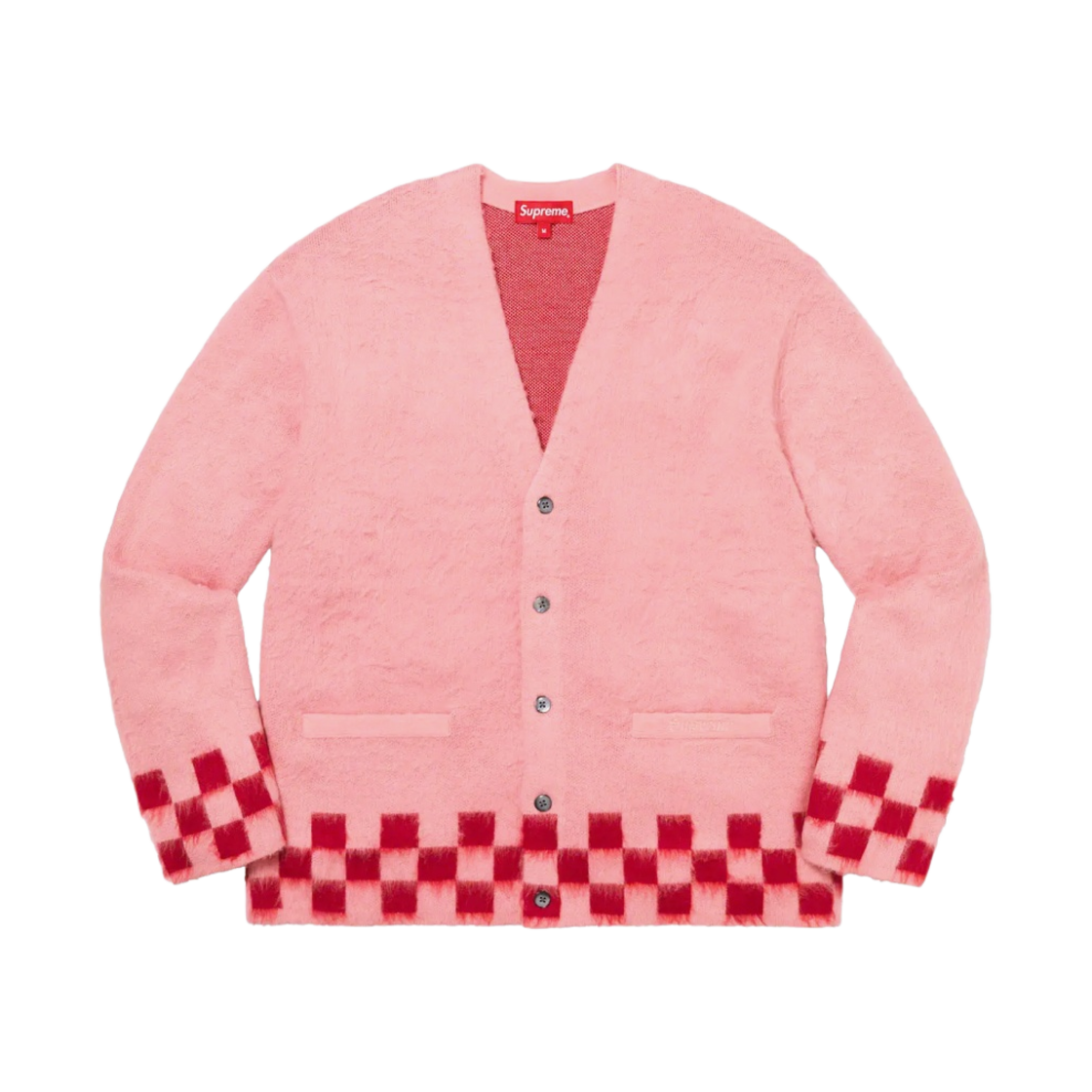 슈프림 브러쉬드 체커보드 가디건 핑크 - 21SS(Supreme Brushed Checkerboard Cardigan Pink - 21SS) - 1