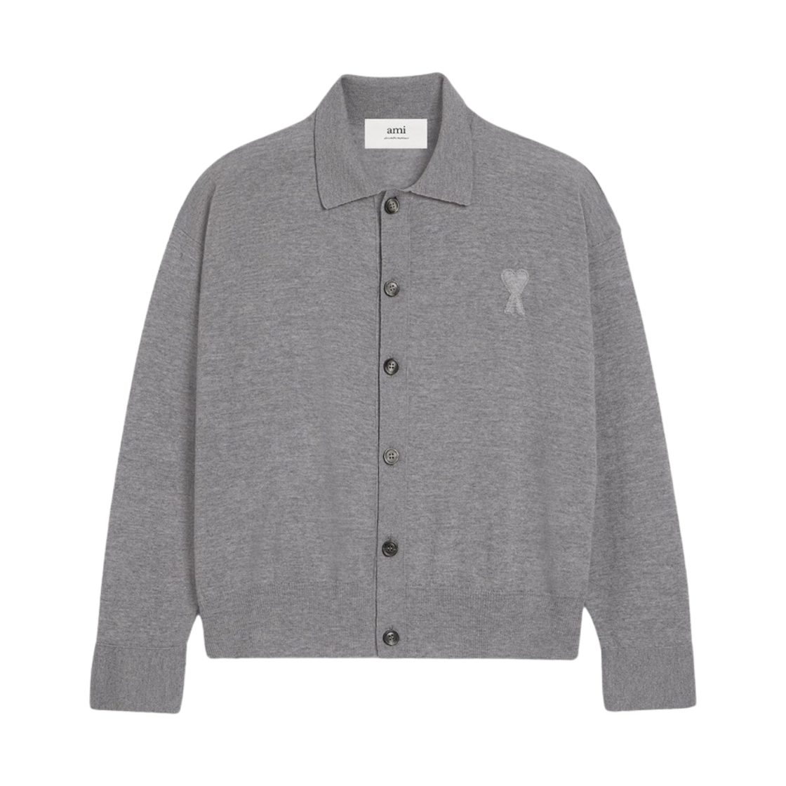 아미 하트 로고 자수 가디건 헤더 그레이(AMI de Coeur Embroidery Cardigan Heather Grey)