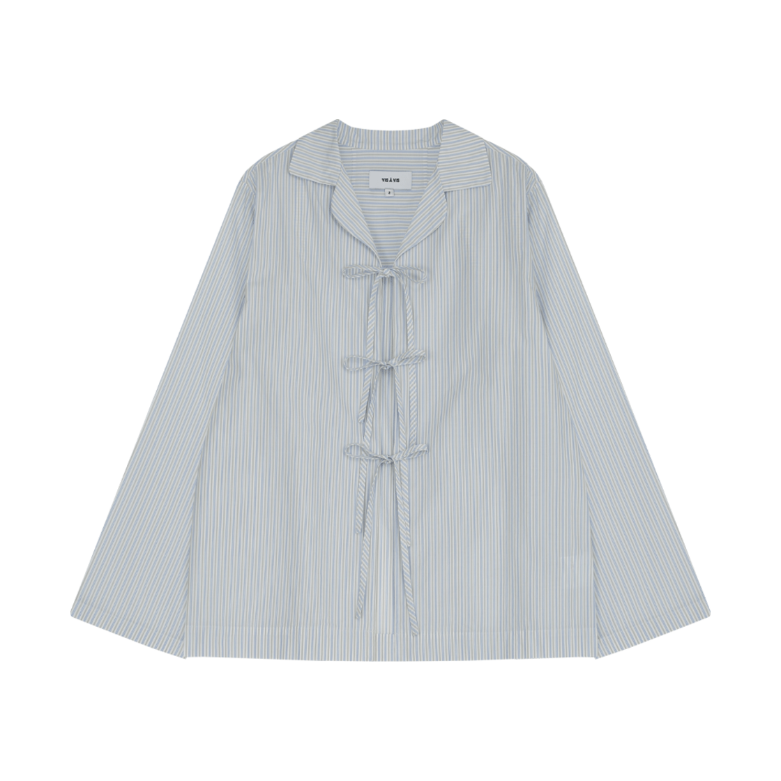 252-2001-51 VIS A VIS Front Tie Stripe Shirt Light Blue