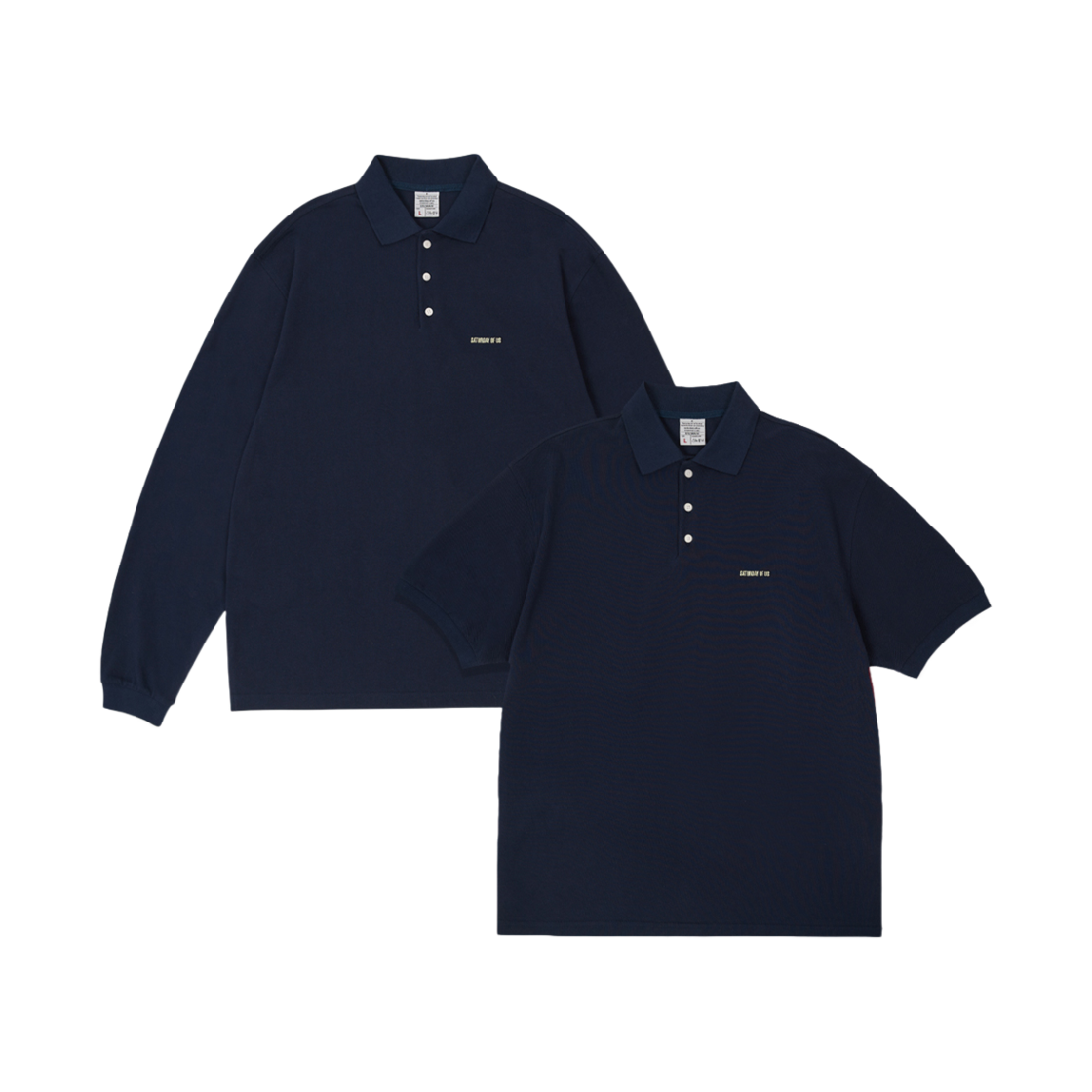에스티유 레이어드 PK 폴로 셔츠 네이비 + 반팔, 긴팔 세트(STU Layered PK Polo Shirt Navy Short Sleeve, Long Sleeve Set)