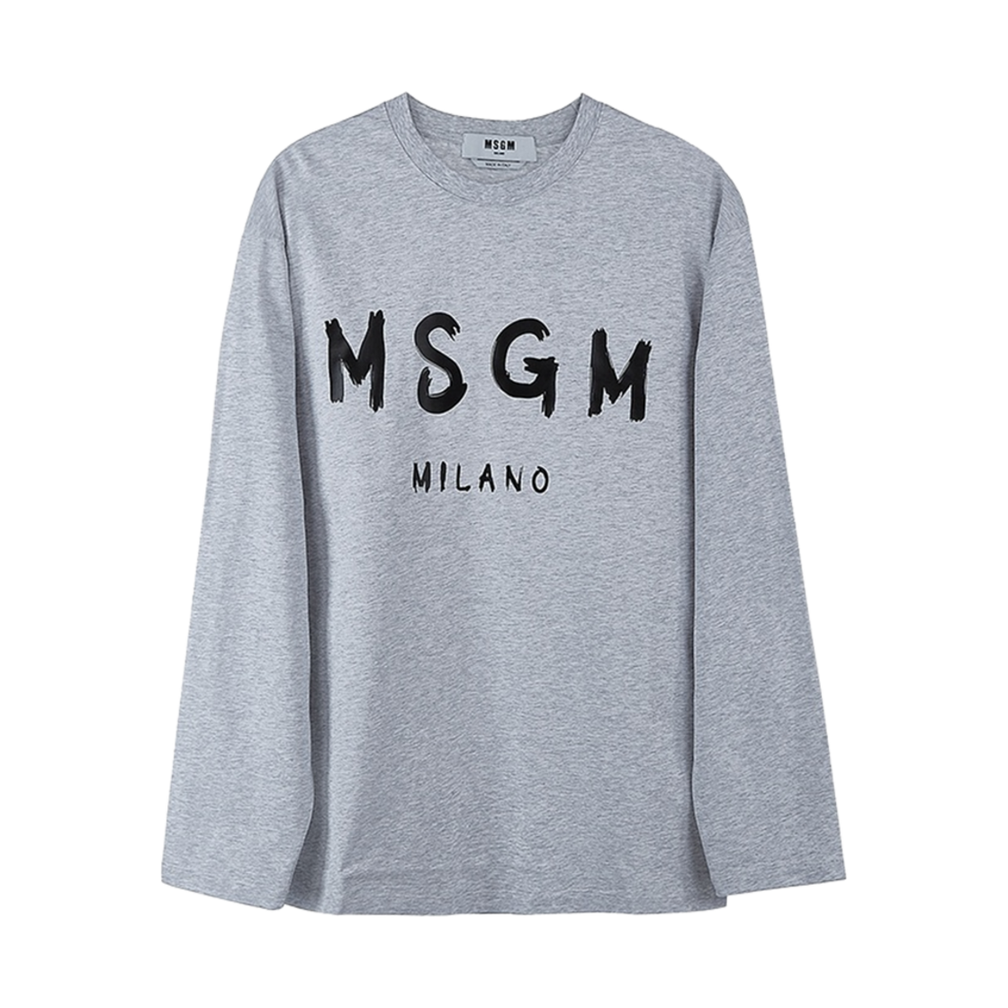 2000MM511-200005-94 MSGM Milano Long Sleeved T-Shirt with Brushed Logo Grey