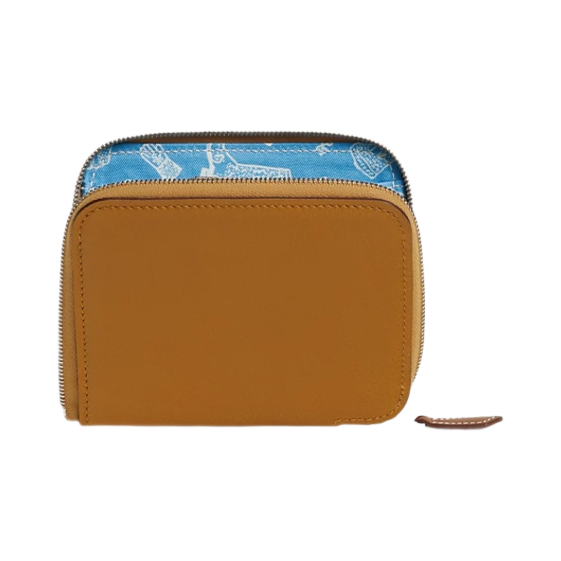 H085272CKAA Hermes Silk'In Compact Wallet Evercolor & Palladium Caramel Celeste