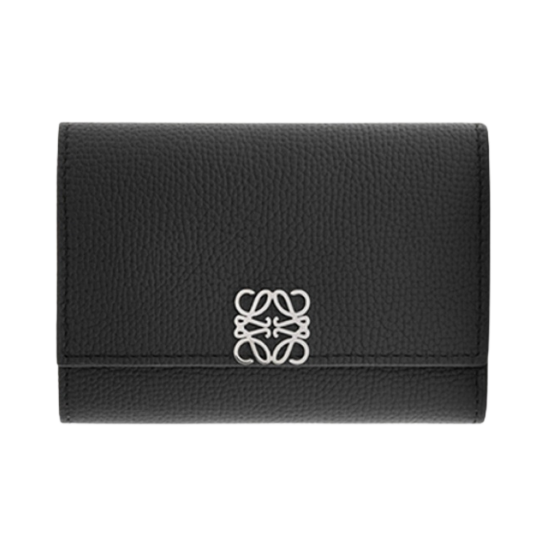 C821S33X07-1100 Loewe Anagram Small Vertical Wallet in Pebble Grain Calfskin Black
