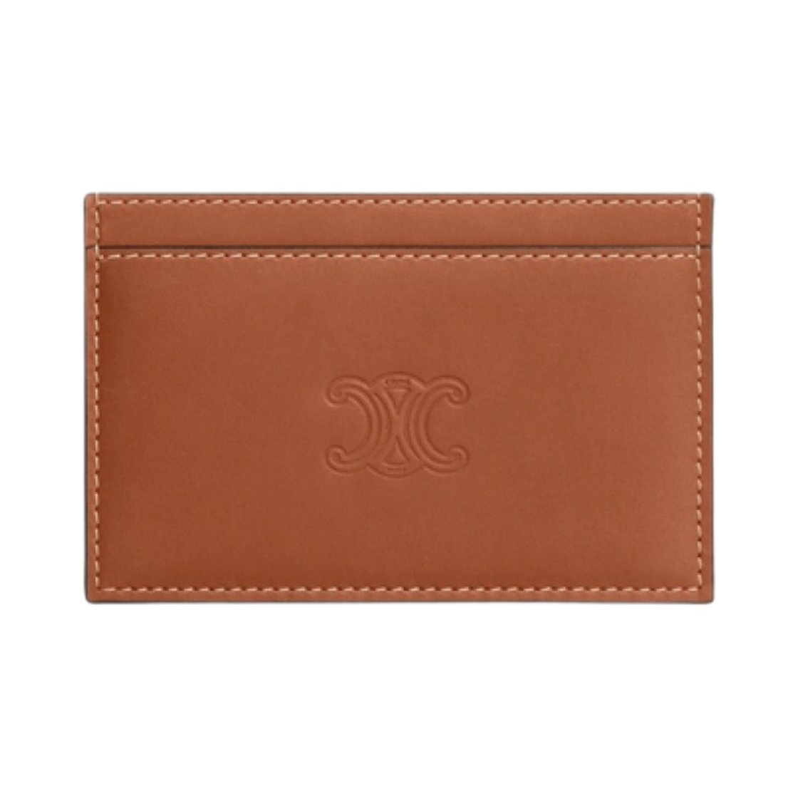 10B703FQ5-04LI Celine Triomphe Card Holder in Natural Calfskin Embossed Tan