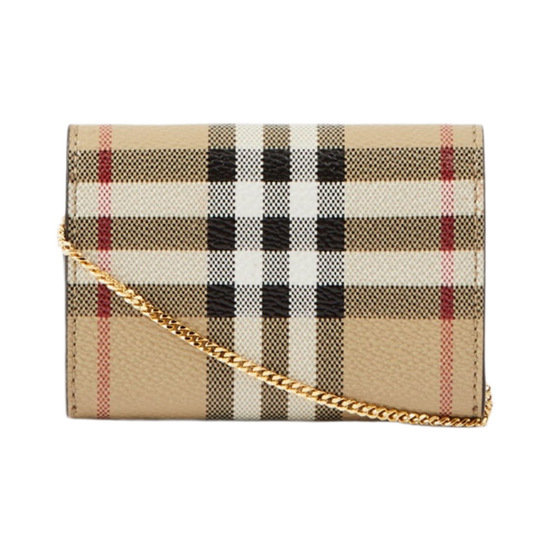 버버리 체크 카드 케이스 디테처블 체인 스트랩 아카이브 베이지(Burberry Check Card Case With Detachable Chain Strap Archive Beige) - 2