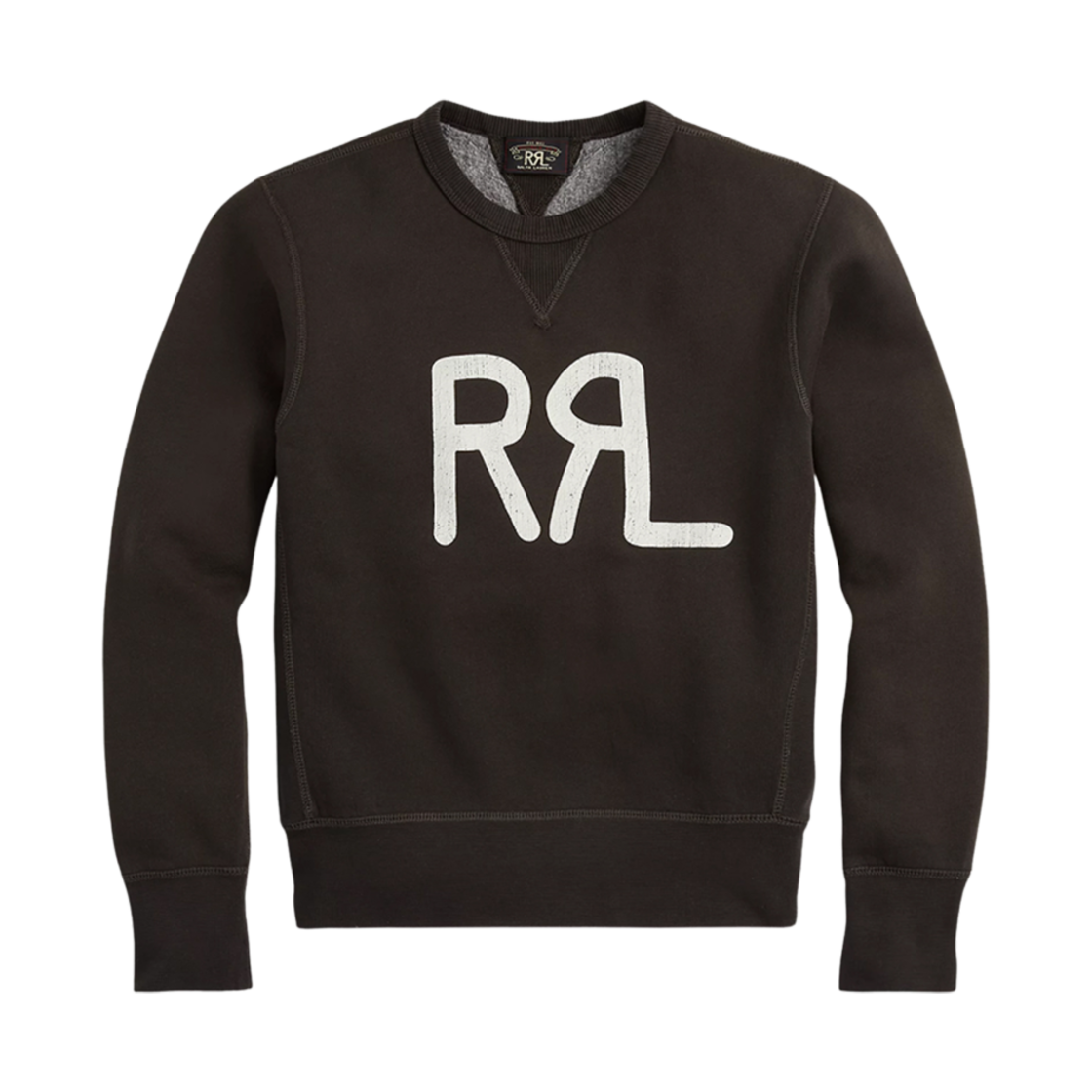 (W) 더블알엘 로고 코튼 블렌드 플리스 스웨트셔츠 페이디드 블랙 화이트((W) Double RL Logo Cotton Blend Fleece Sweatshirt Faded Black White)